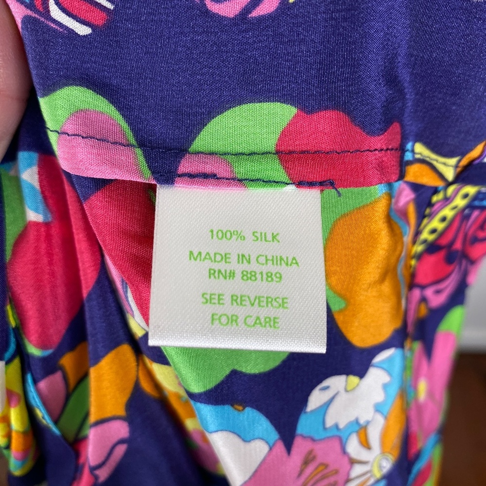 RARE NWT Lilly Pulitzer Bright Navy Out There Butterfly Silk Tunic Top XL - Picture 15 of 16